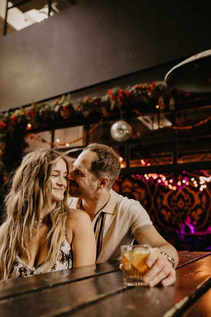 ENGAGEMENT PHOTOS MADE INTO A DATE NIGHT BY ENJOYING A DRINK AT TRENDY DETROIT SPOTS