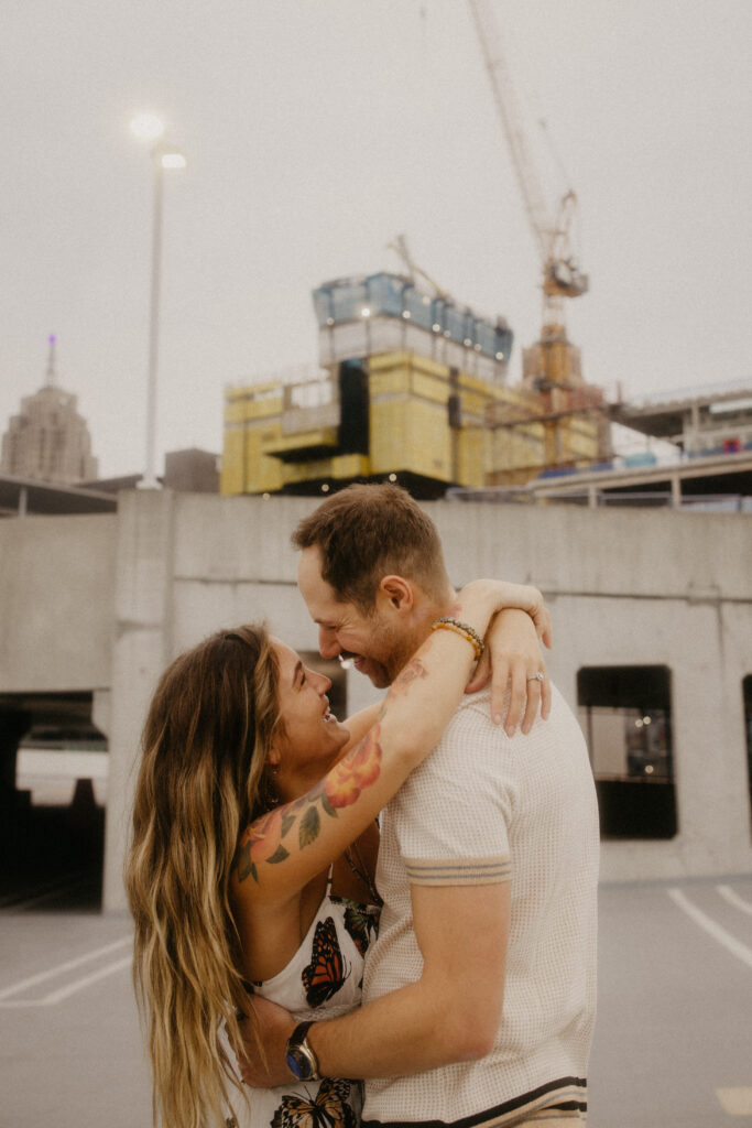 edgy city engagement session detroit