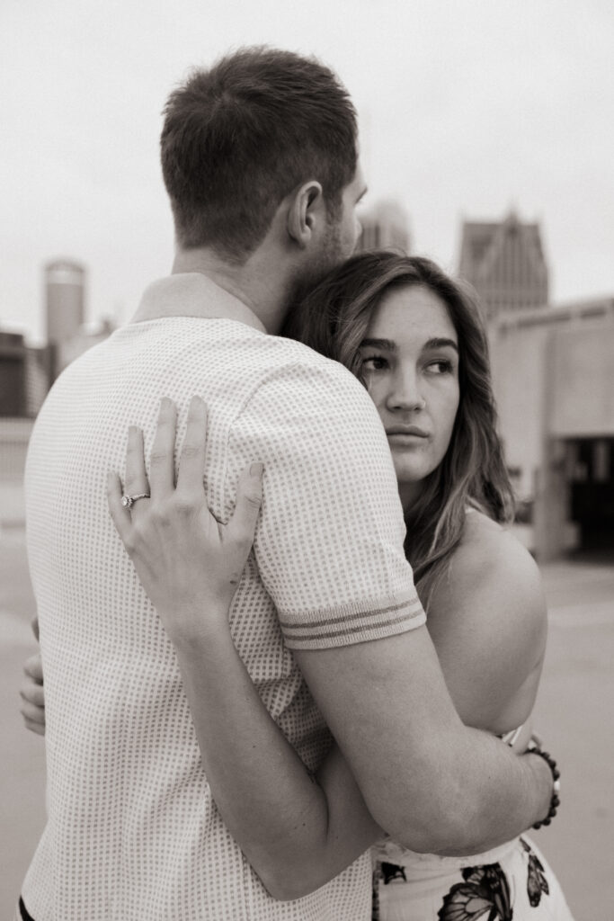 edgy city engagement session detroit